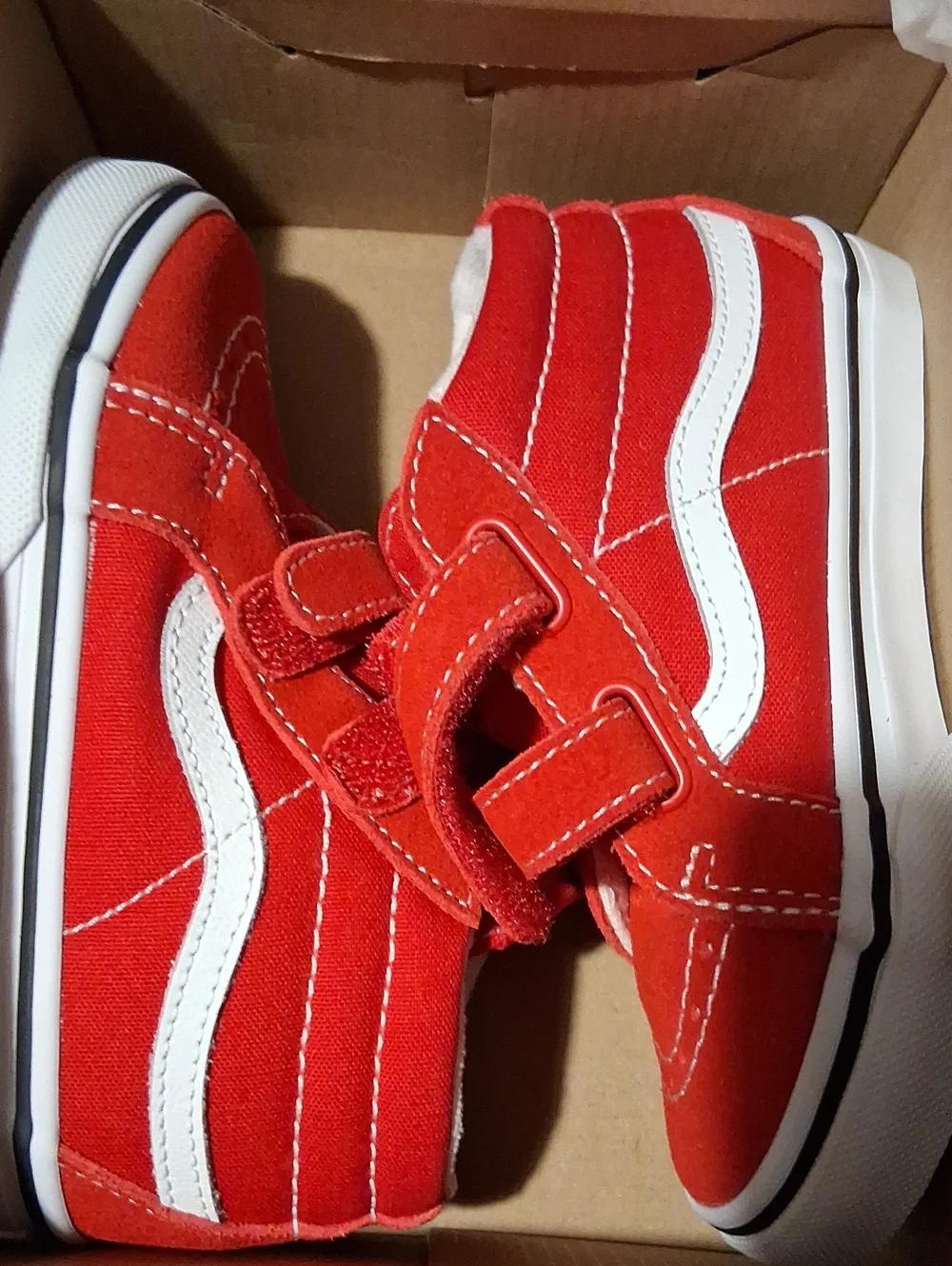Vans Kids Red High-Top Velcro Canvas Sneakers 9.0 Usa Toddler